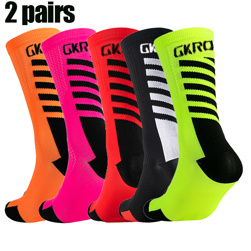 2 pares de nuevos calcetines de ciclismo de compresión de alta calidad para hombres y mujeres al aire libre corriendo deportes profesionales correr