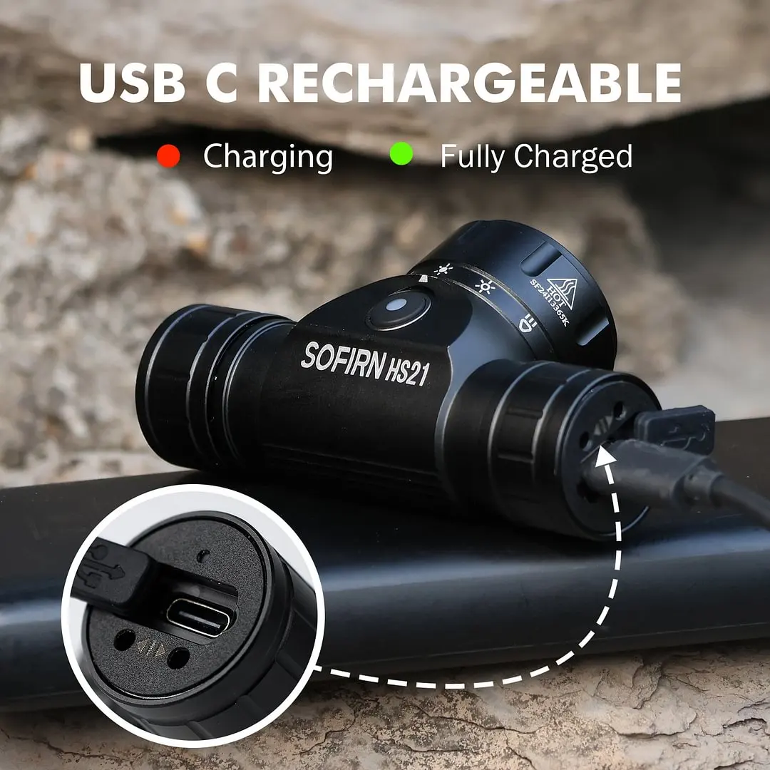 New Sofirn HS21 SFT40 2000lm EDC Red Headlight 18650 USB C Flashlight 6000K Powerful with infrared sensor