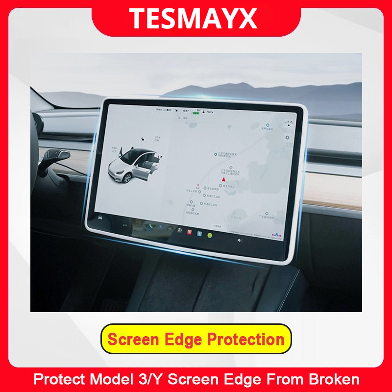 Voor Tesla Model 3/Y Juniper 2025 Siliconen Beschermende Frame Rand Cover Centrale Controle Scherm Protector Auto Accessoires