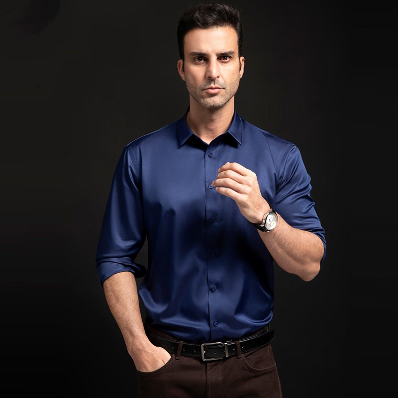 Nieuwe Anti-Rimpel Mannen Shirts Lange Mouw Overhemden Voor Mannen Slim Fit Camisa Sociale Business Blouse Wit kantoor Shirt S-6XL