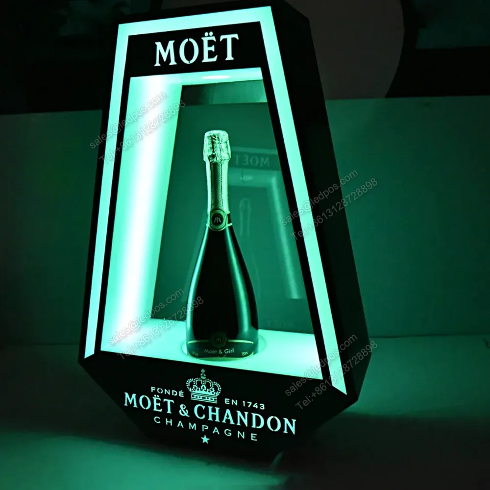 Garrafa de champanhe LED recarregável, Apresentador Vodka Tequila Neon Bar Sign, Whisky Glorifier, Serviço VIP Tray Display, Logotipo personalizado