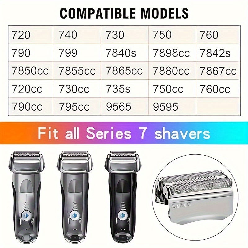 Electric Beard Shaving Replacement for Braun Razor Blade Series 7 70S 790cc 720 720s 740 Foil Shaver Head Cutter Head Mesh Cover