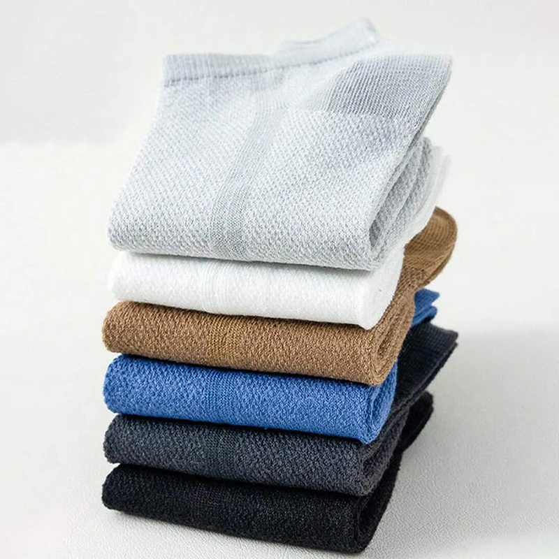 6/12 Pairs Mesh Men Summer Socks Fashionable Breathable With Ear Flaps Anti Foaming Design They Soft Comfortable Casual Socks