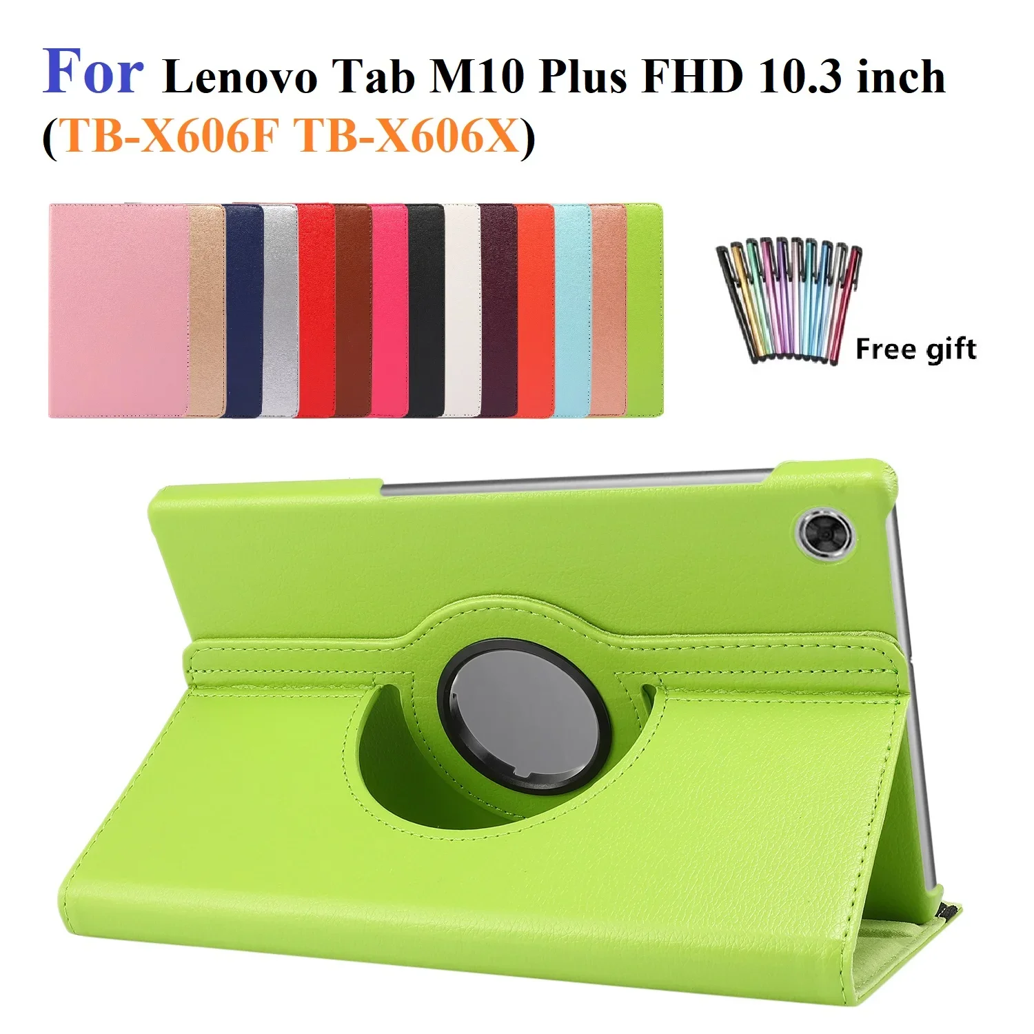 Para Tab M10 FHD Plus Funda protectora con soporte Funda tipo libro para Lenovo Tab M10 Plus FHD TB-X606F 10,3 Funda de cuero Pu con lápiz óptico