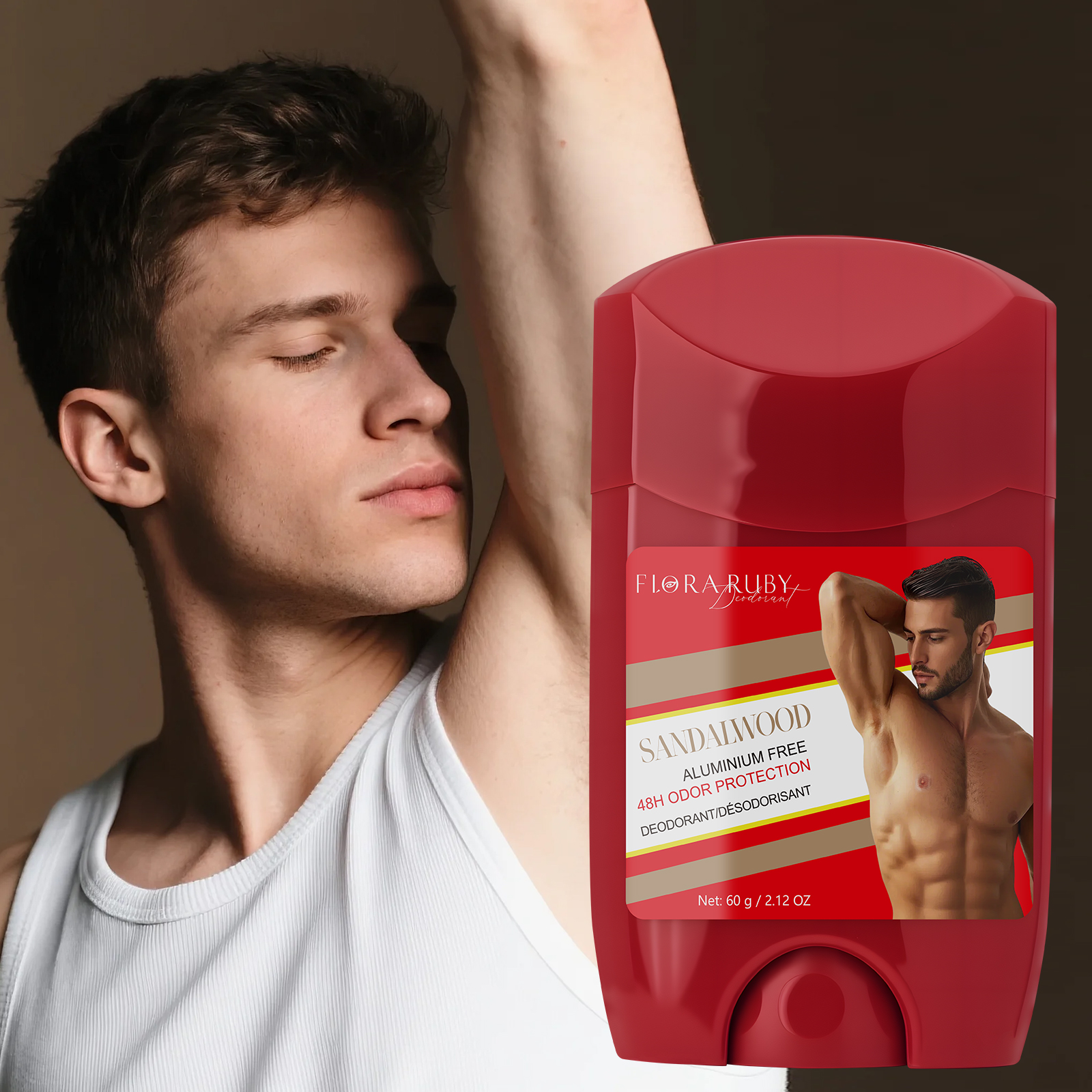 Desodorante de sândalo de especiarias antigas masculino, creme removedor de odor corporal, sem alumínio, alta resistência, defesa do suor e proteção contra odores, portátil