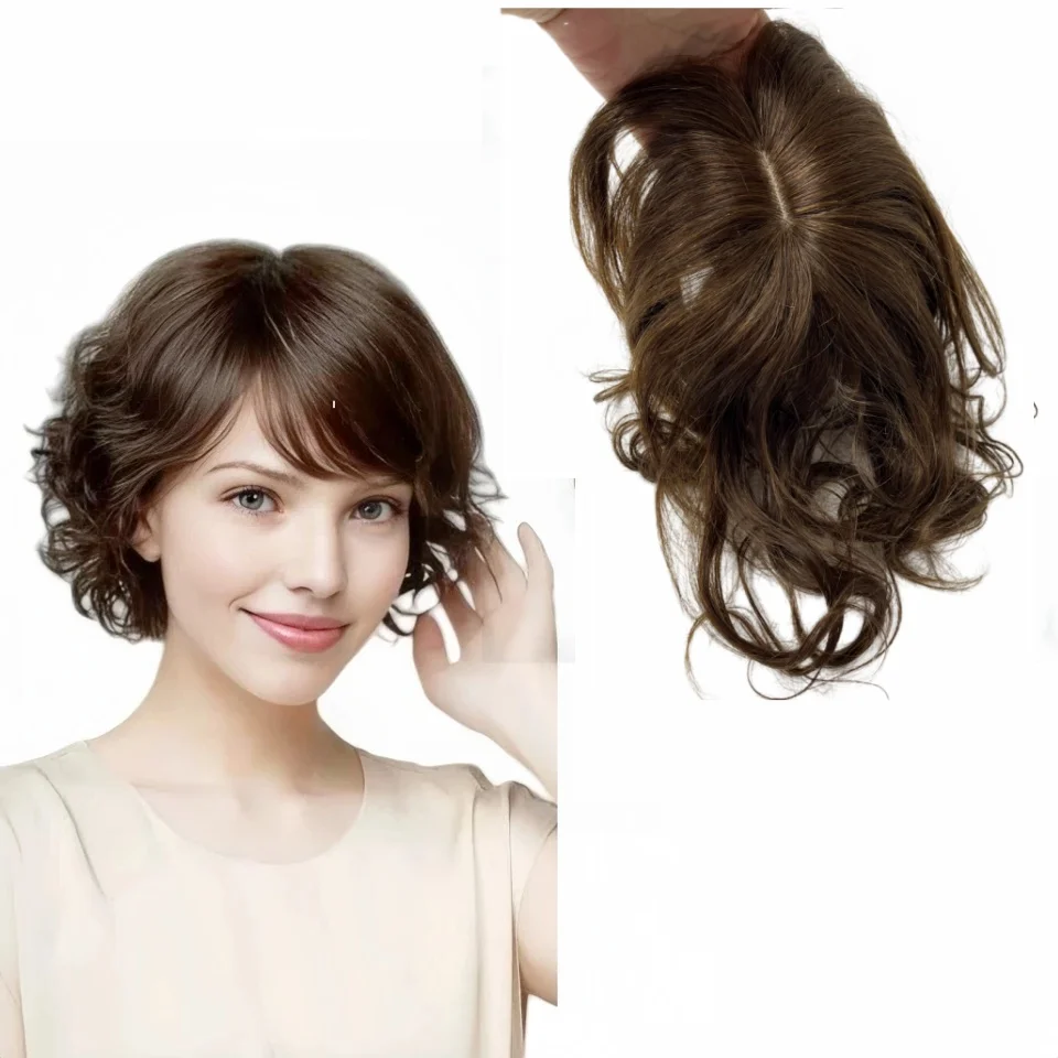 Body Wave Doczepiane Włosy Naturalne dla Kobiet 25cm Klipsy Kręcone Przedłużenia Włosów Zwiększające Objętość Słaby Brąz Non-Remy