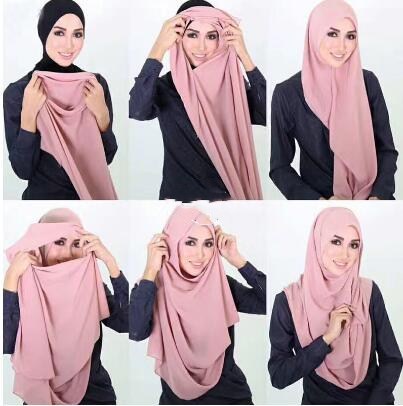 Quente duplo laço camisa hijabs instantâneo hijab cachecol feminino muçulmano lenço de algodão xales bandana islâmica turbantes para mulher turbante