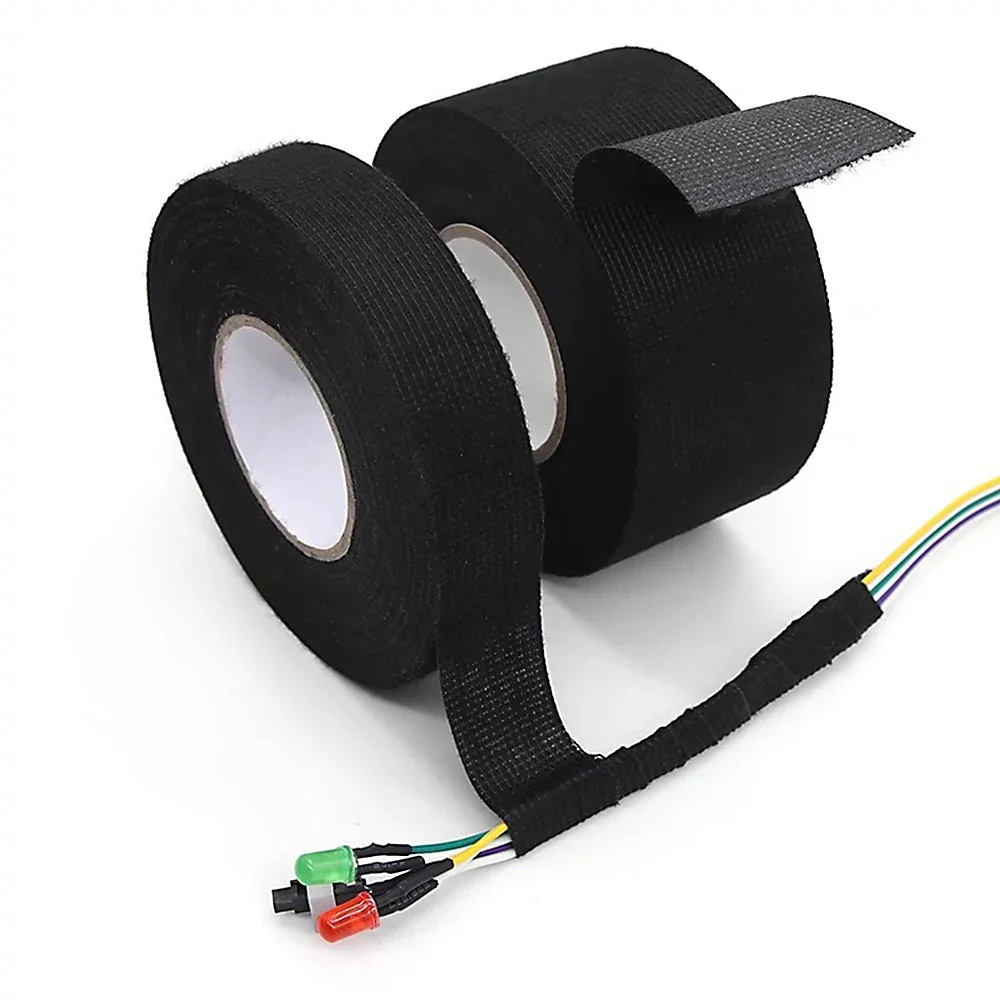 Nastro elettrico Fascio di cablaggio resistente al calore Isolamento per cablaggio automatico Avvolgimento in tessuto Nastro adesivo per cavo impermeabile nero