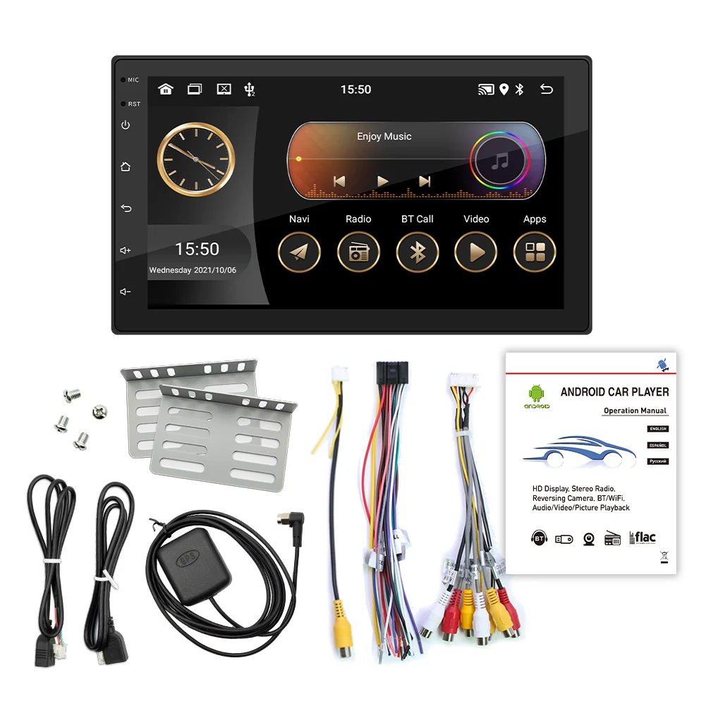 BQCC 4core 2 Din Autoradio Androidauto Carplay Android 13 GPS Car Audio 7 "/9"/10 "WIFI BT IPS Automotive Multimedia Speler
