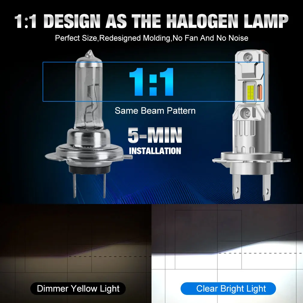 22000LM H7 bombilla LED para faros Mini Canbus H7 16 Uds 3570 Chips CSP para faros de coche con tubo de cobre lámparas de diodo automático 6500K 12V