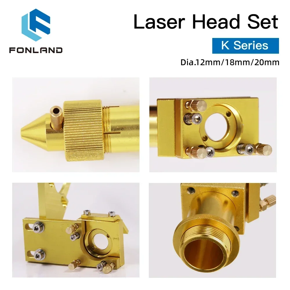 FONLAND K Series CO2 Mini Laser Head Set D12 18 20 Lens for 2030 4060 K40 Laser Engraving Cutting Machine