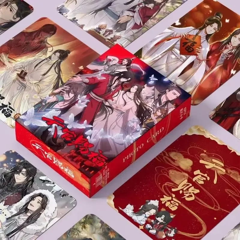 55 ชิ้น/เซ็ตสวรรค์อย่างเป็นทางการ's Blessing เลเซอร์การ์ด LOMO Tian Guan Ci Fu Xie Lian, hua Cheng 3 นิ้ว HD Photocard แฟนของขวัญ