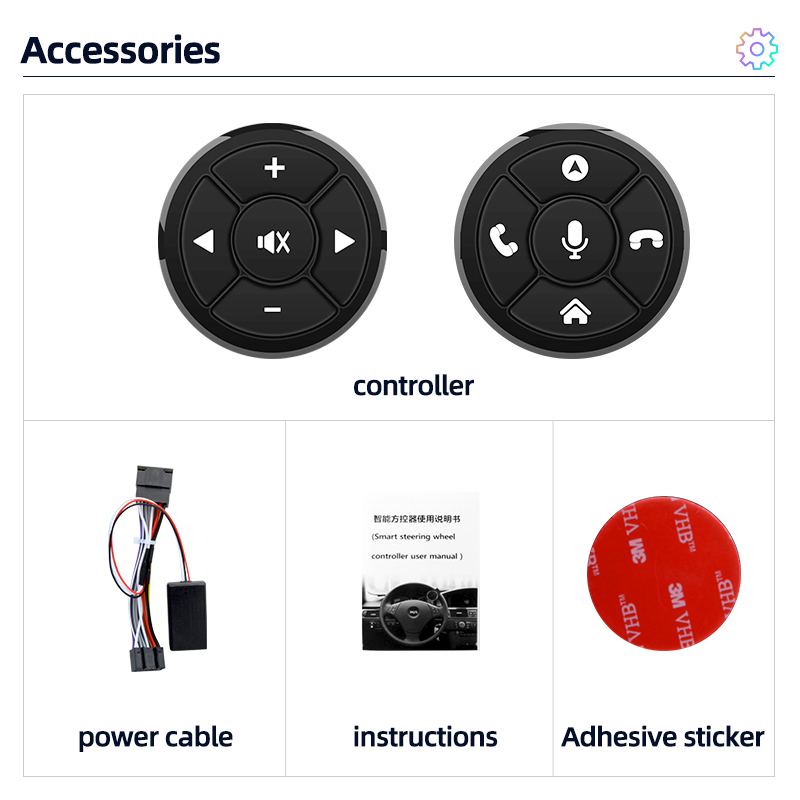 Junsun Universal Car Wireless Steering Wheel Control Button for for Android Autoradio 8 Key Functions Cup Shape With LED Light