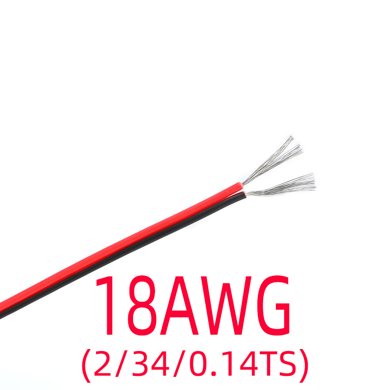 Fio de Cobre Estanhado Elétrico, Extensão PVC Isolado, Cabo LED Strip, Vermelho e Preto, 2 Pin, 18, 20, 22, 24, 26 AWG