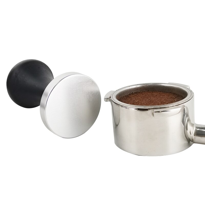 Espresso Tamper with Black Wood Handle, Coffee Tools, Distribuidor, Tampers de café, 51mm, 54mm, 58mm, 51mm, 53mm, 58mm, 1Pc