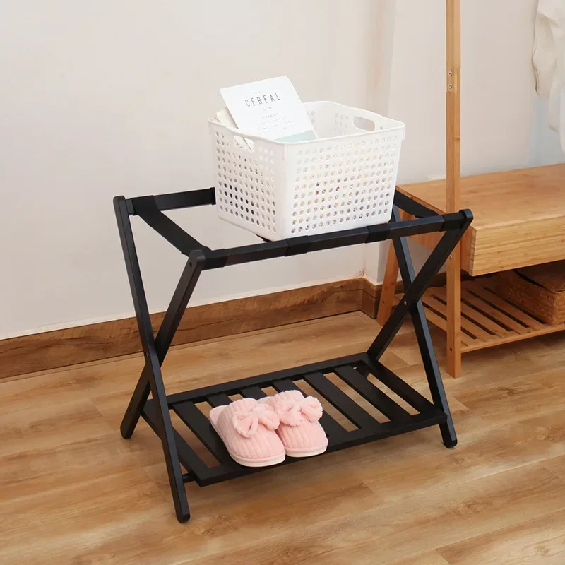 JOY All'ingrosso Camera da letto pieghevole in bambù Scaffale di stoccaggio a doppio strato Camera d'albergo Portapacchi Fonte di fabbrica Portaoggetti in bambù
