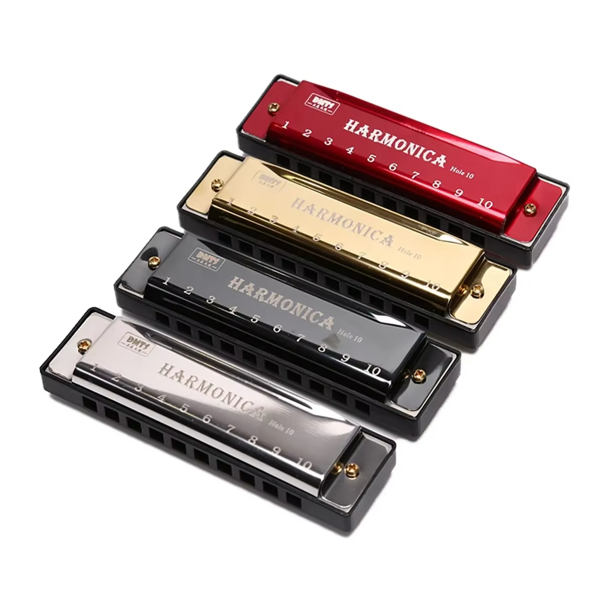 Harmonica clé de C 10 trous Harmonica diatonique C avec étui pour étudiants débutants cadeau pour enfants avec étui