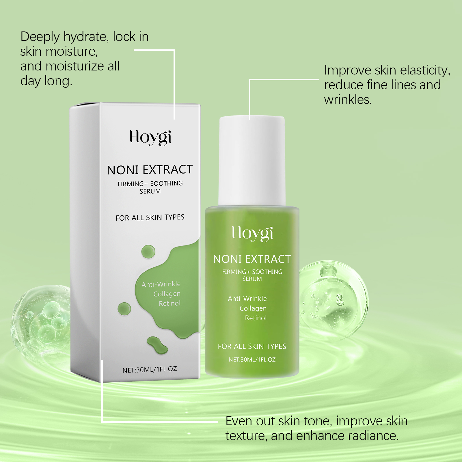 Retinol Serum Noni Fruit Essence Voedend Verhelderend en opvullend Hydraterend Verstevigend Gladmakend Kalmerend Gezichtsverzorging