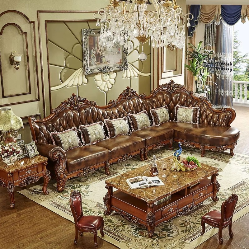 Zestaw sof Meble do salonu Skórzany fotel rozkładany ze stolikiem kawowym