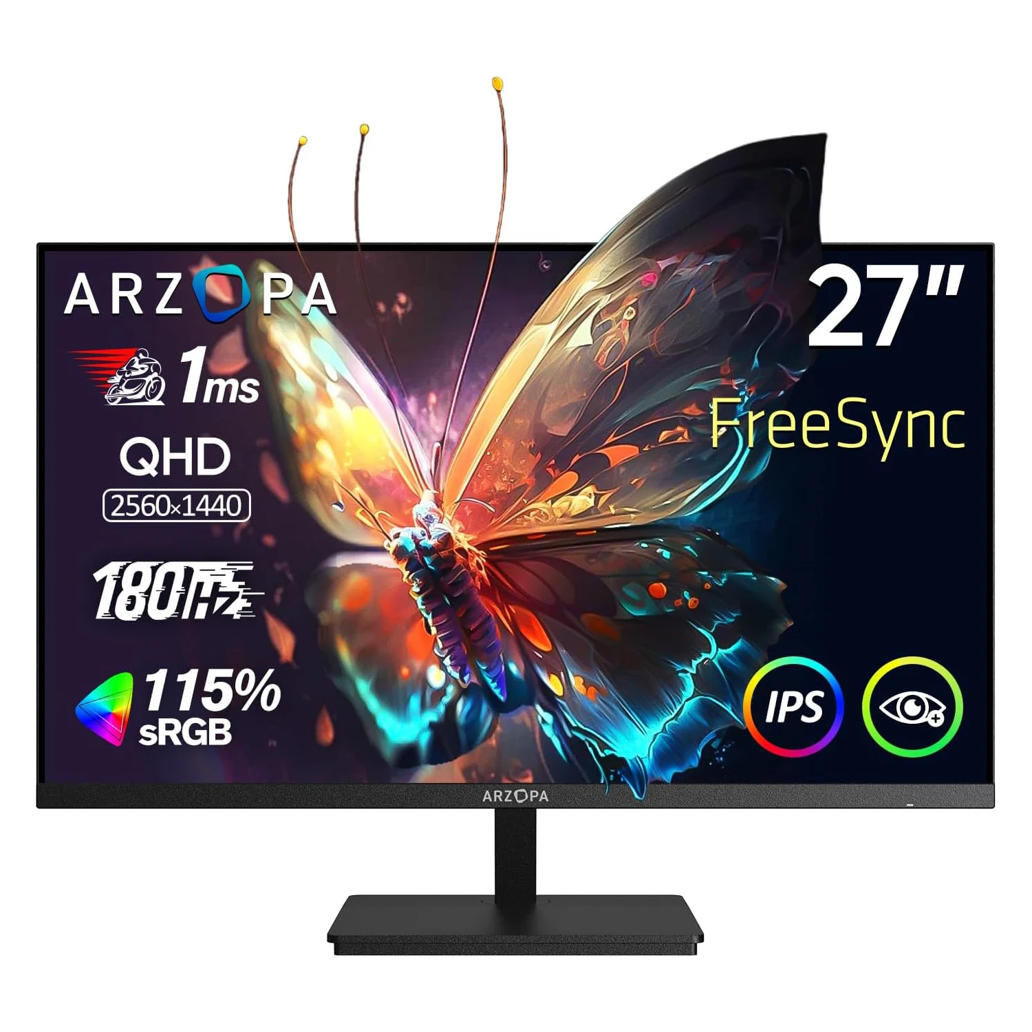 Nowy ARZOPA 27-calowy monitor PC 180 Hz 2K FastIPS QHD 1 ms FreeSync Monitor do gier, M1RC