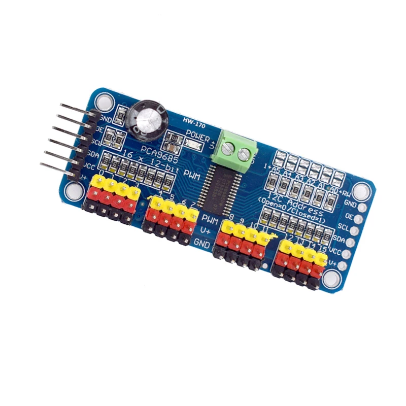 PCA9685PW 16 채널 12비트 PWM 서보 실드 드라이버 I2C 인터페이스 PCA9685 라즈베리 파이용 모듈
