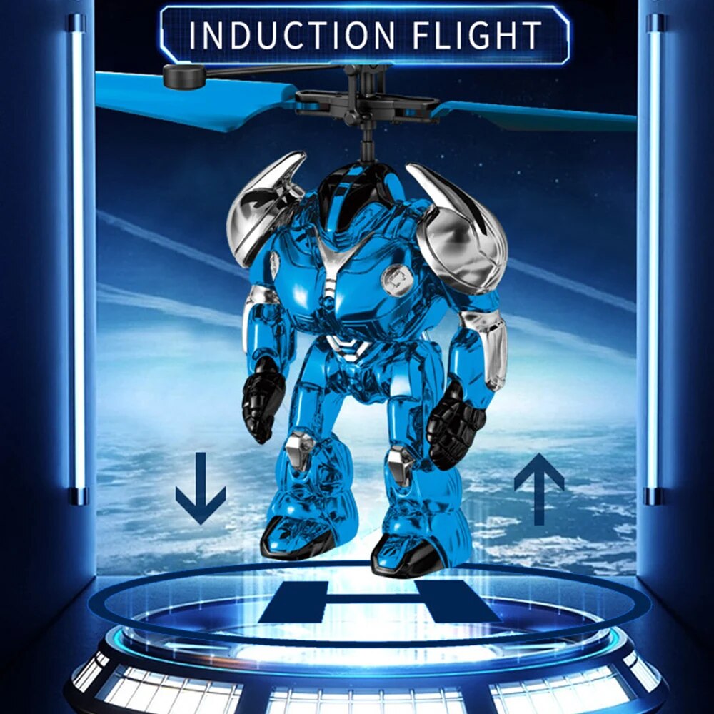 Avión de detección inteligente, Robot volador Mech Warrior, suspensión luminiscente, bola voladora con detección de gestos