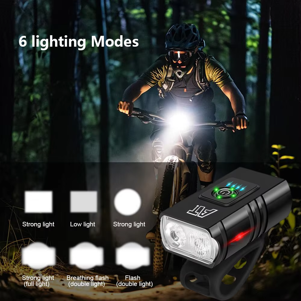 2 T6 LED luz delantera de la bicicleta tipo C recargable faro delantero de bicicleta MTB bicicleta de carretera faro delantero para conducción nocturna seguridad en ciclismo