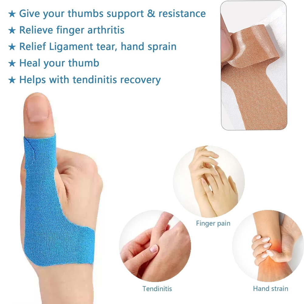 Cinta de soporte para pulgar precortada, parches autoadhesivos para kinesiología del dedo del pie, vendajes para dedos, suministros para deporte, correa elástica, 10 Uds.