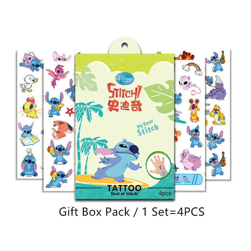Disney Stitch เด็กสักชั่วคราว Tattoo สติกเกอร์เด็กทารกของเล่นเด็ก Body Art กันน้ำ Tattoo สติกเกอร์ของขวัญกล่อง