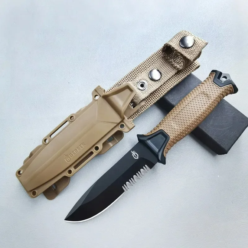 Cuchillo de supervivencia al aire libre de acero inoxidable, cuchillo de bolsillo portátil para acampar, cuchillos tácticos militares para defensa personal y senderismo