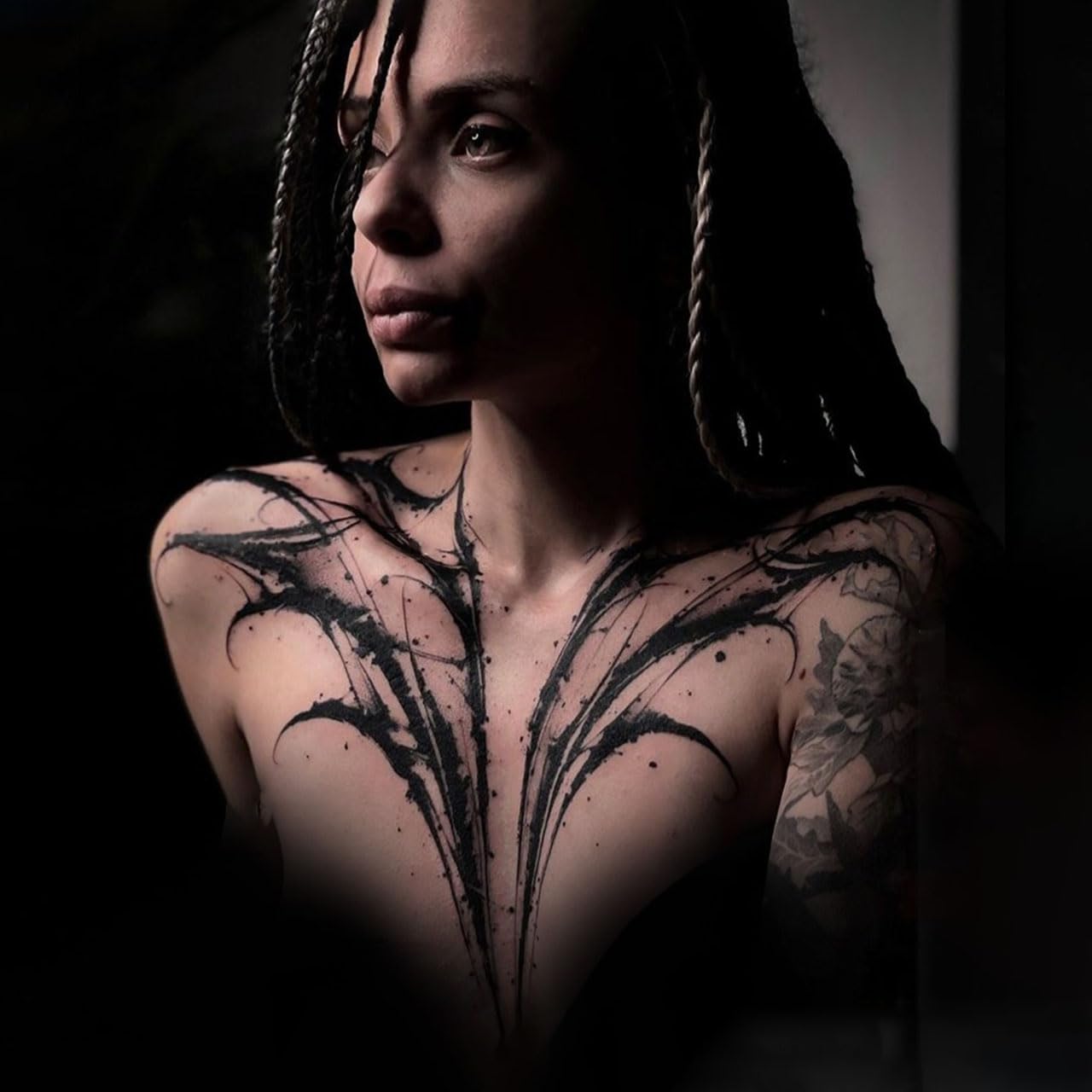 Tatuagens temporárias góticas para homens e mulheres, corpo, braço, peito, ombro