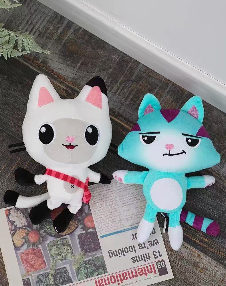 9 estilo gabby casa de bonecas brinquedo de pelúcia mercat desenhos animados animais de pelúcia sereia carro gato plushie boneca crianças
