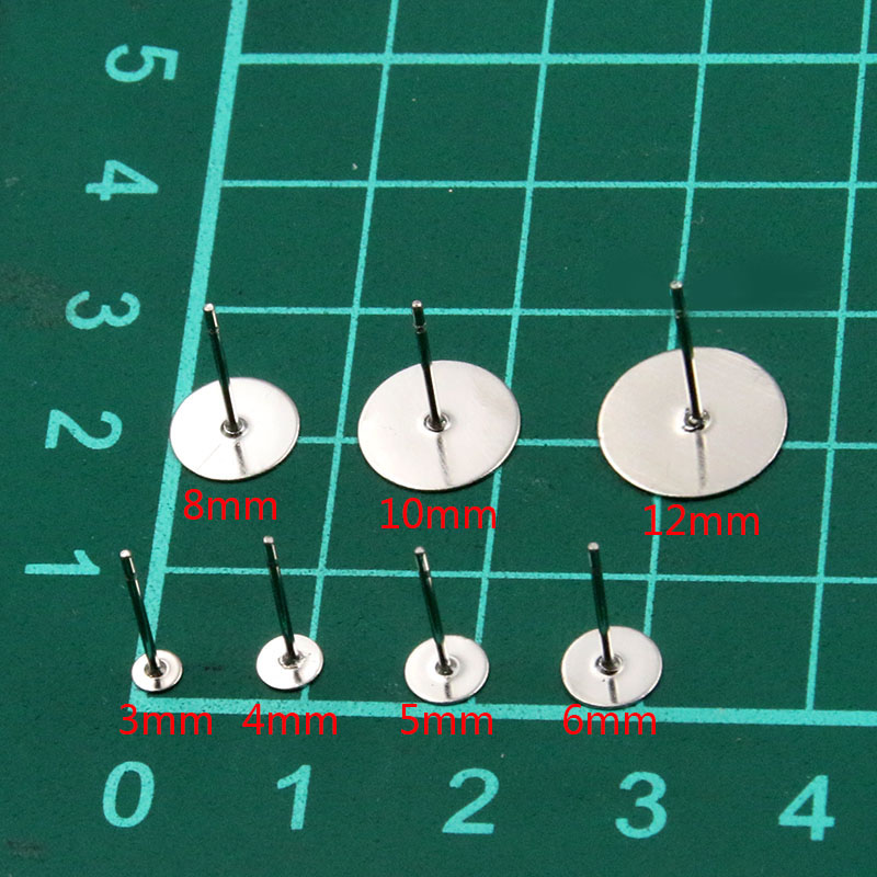 50-100 pçs 2 cores de aço inoxidável brinco studs em branco pós base pinos com plug descobertas orelha volta para fazer jóias diy
