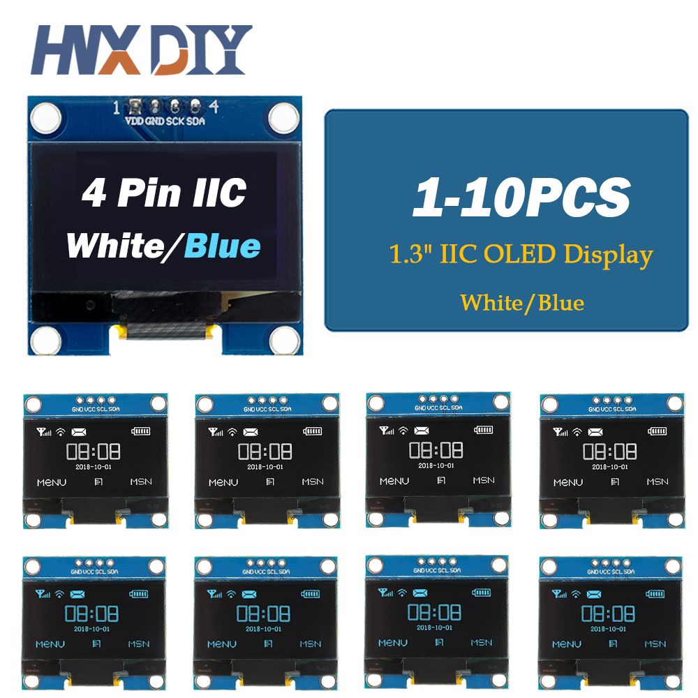 1-10 stücke 1,3 "Weiß Blau Farbe IIC OLED Display Modul Stick Chip SH1106 128X64 1,3 Zoll LCD IIC I2C Kommunizieren Für Arduino