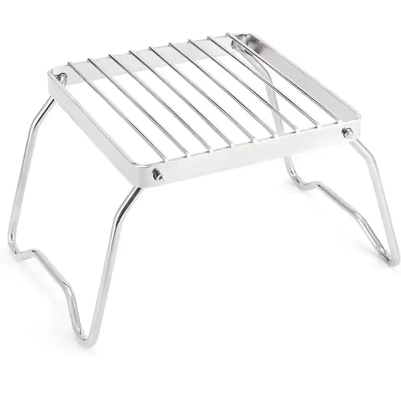 Supporto per fornello da esterno in acciaio inossidabile da campeggio pieghevole portatile mini set di rack per barbecue portavasi supporto per teglia da forno