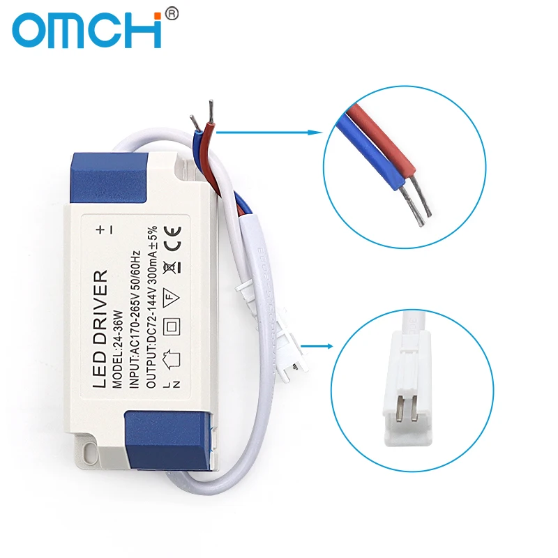 OMCH Non-isolated External LED Driver Power Supply Constant Current Lighting Transformer 300mA 4-7W 8-18W 8-24W 24-36W 36-50W