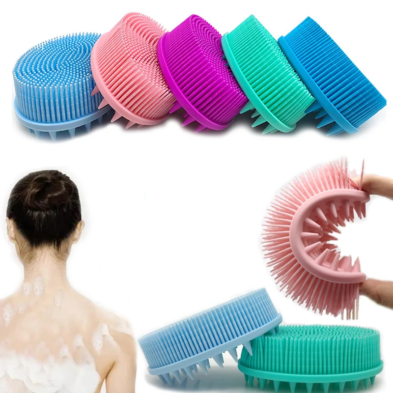 Brosse de bain en silicone souple pour bébé et adulte, lavage, douche, peau expansive, shampooing, massage de la tête