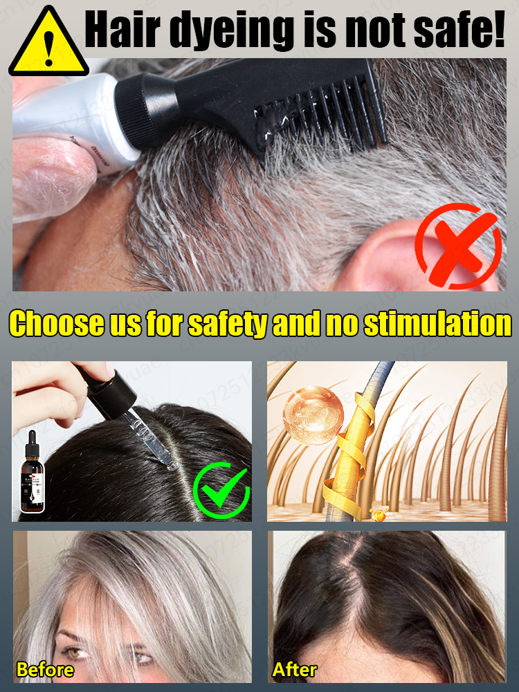 Eliminador de canas, resuelve perfectamente el problema de las canas y restaura el color natural del cabello.