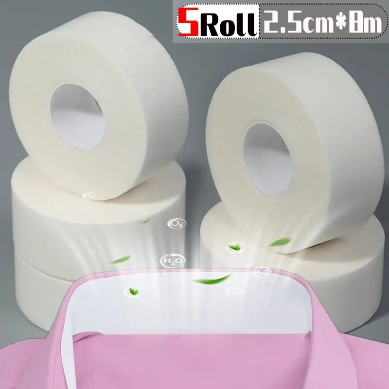 5 Rolls Hoed Kraag Anti-Vuile Vuil Protector Bevestiging Sticker Zelfklevende Wegwerp Tape Gerold Zweetabsorberende Tape