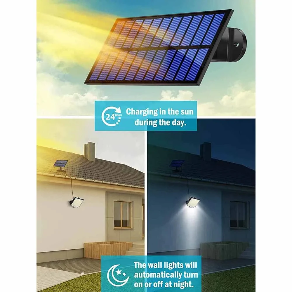 Luz Solar para exteriores 106LED con Sensor de movimiento, Control remoto IP65, resistente al agua en Patio, jardín, luz de pared de inducción corporal de seguridad