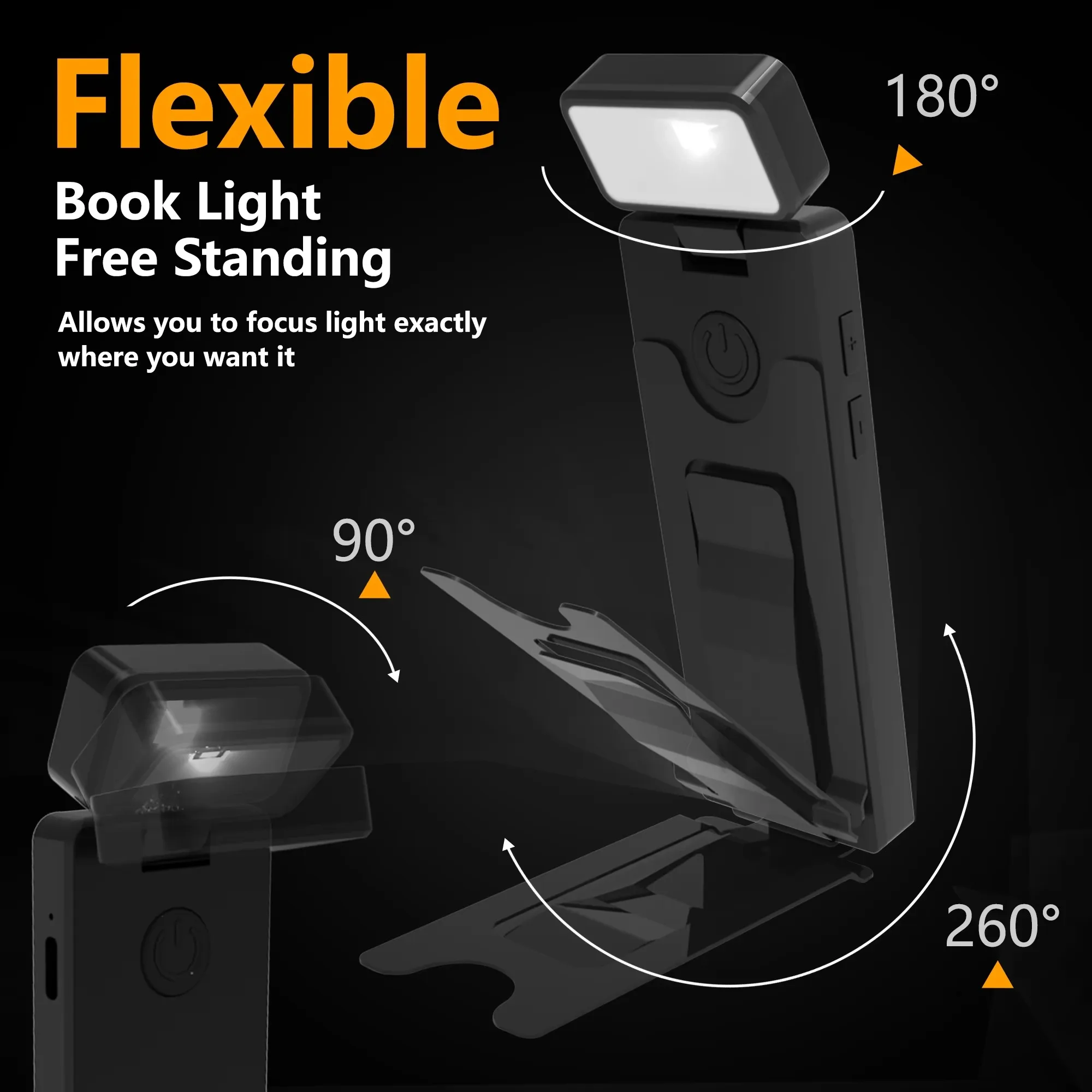 ไฟอ่านหนังสือแบบหนีบ LED ชาร์จซ้ำได้ 3 สี 5 ระดับความสว่าง ไฟอ่านหนังสือกลางคืน ปกป้องสายตา ไฟอ่านหนังสือแบบมินิ