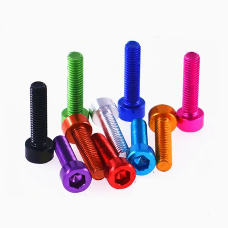10 Uds tornillo allen de aluminio din912 M2 M2.5 M3 M4 M5 M6 tornillos de cabeza hexagonal de aluminio colorido