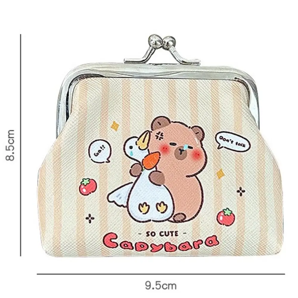กระเป๋าใส่เหรียญการ์ตูน PU Capybara แบบพกพากระเป๋าใส่เหรียญขนาดเล็กน้ำหนักเบามีบานพับกระเป๋าเก็บของกระเป๋าสตางค์ถือสำหรับเด็ก