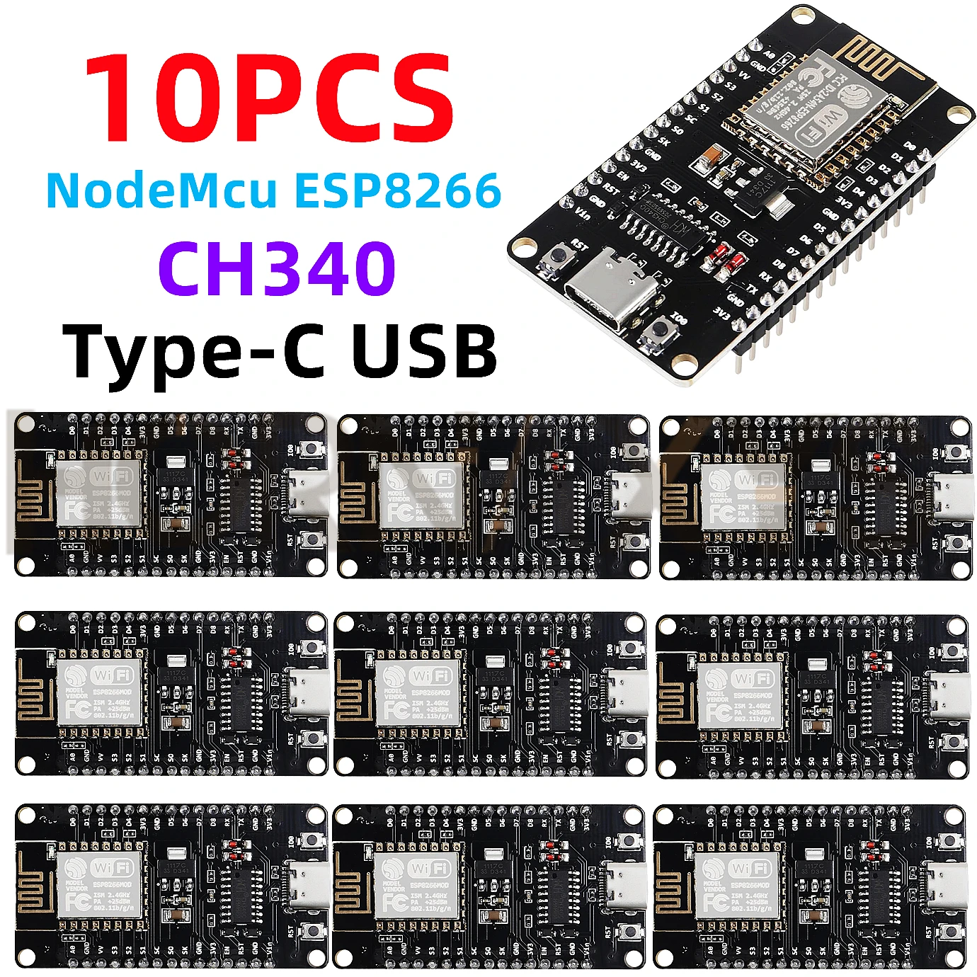 1-10 шт./ESP8266 NodeMCU LUA CH340 ESP-12E Wi-Fi Интернет-плата разработки 4M Flash последовательный беспроводной модуль для Arduino Type-c USB