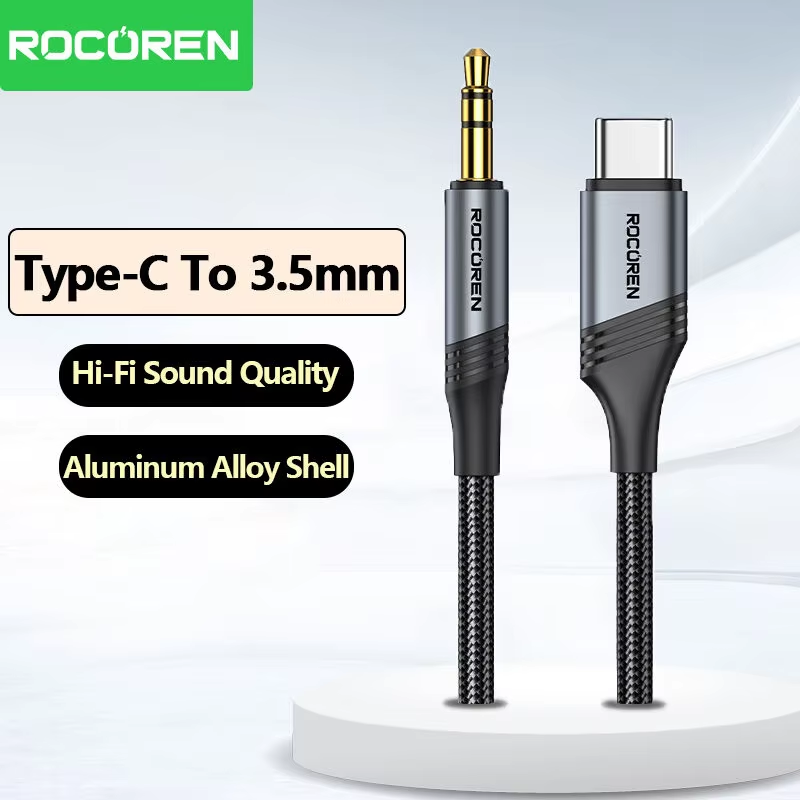 Rocoren Тип C к 3,5 мм AUX Аудиокабель «папа-папа» Hi-Fi Звук 3,5 мм разъем для наушников Адаптер для телефонов Ноутбук Планшет Автомобильное аудио