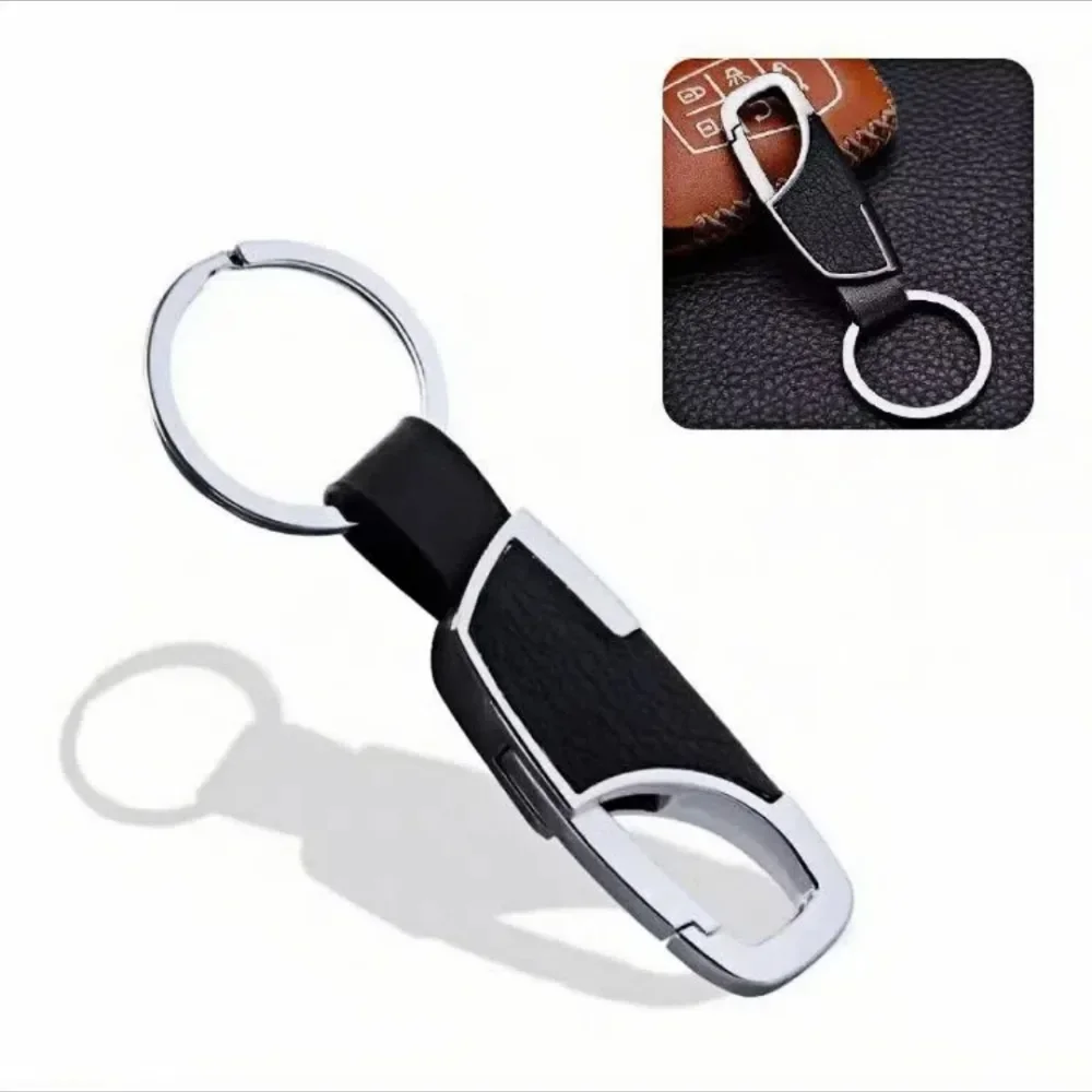 ส่วนบุคคลหนัง Splicing เอวแขวนรถพวงกุญแจโลหะ Key CHAIN พวงกุญแจรถจักรยานยนต์อุปกรณ์เสริมสําหรับ Man ของขวัญ