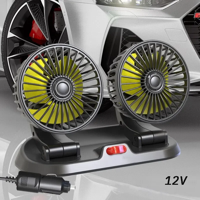 調整可能なカークーリングファン,デュアルヘッド,USB,自動クーラー,エアファン,車のアクセサリー,防風,5v,12v,24v,2スピード