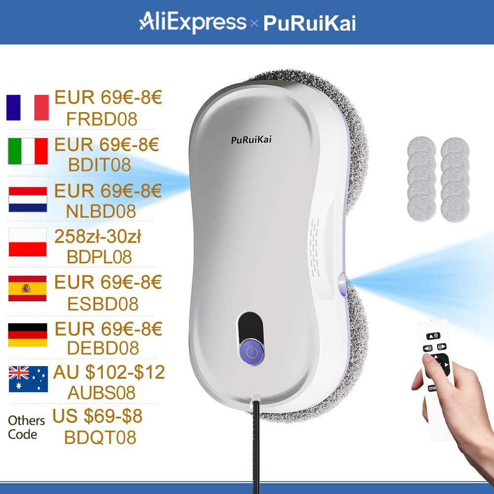 PuPuiKai Home windows automatic water spray cleaning robot vacuum cleaner remote control electric window wiper glass