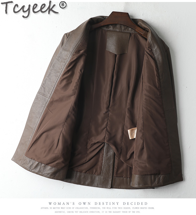 Tcyeek-女性用本革ジャケット,シープスキンジャケット,トップレイヤー,ミッドレングス,ショー,ウエスト,ベルト付き服,春と秋,2023