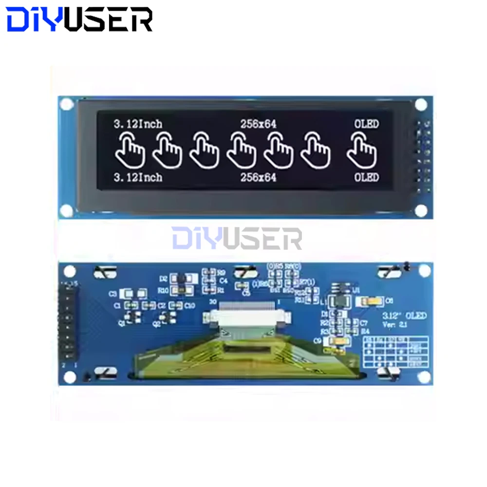 Módulo de pantalla OLED de 3,12 pulgadas SSD1322 256x64 para Arduino STM32 Raspberry Pi, interfaz SPI I2C con cabezal de Pin presoldado